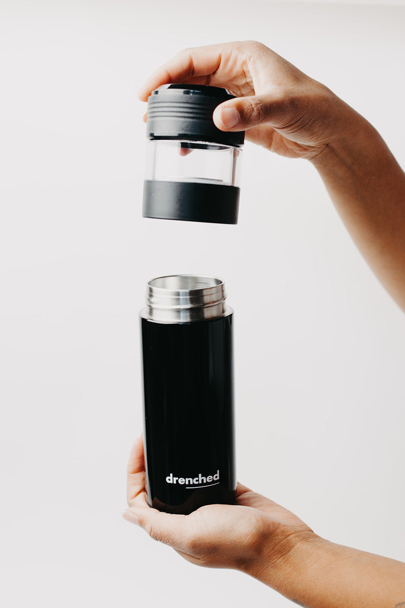 drenched - Reusable Smart Infuser Bottle (black x mono edition)
