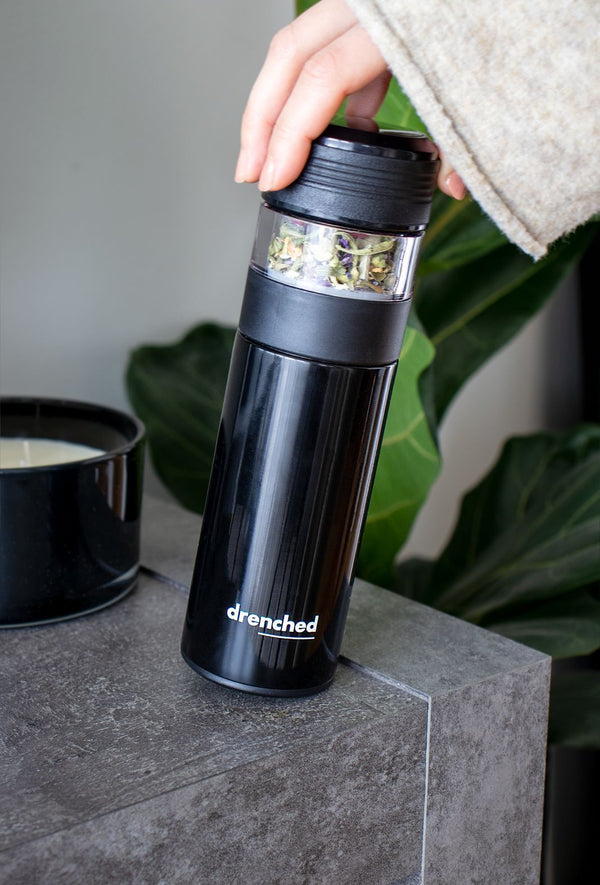 drenched - Reusable Smart Infuser Bottle (black x mono edition)
